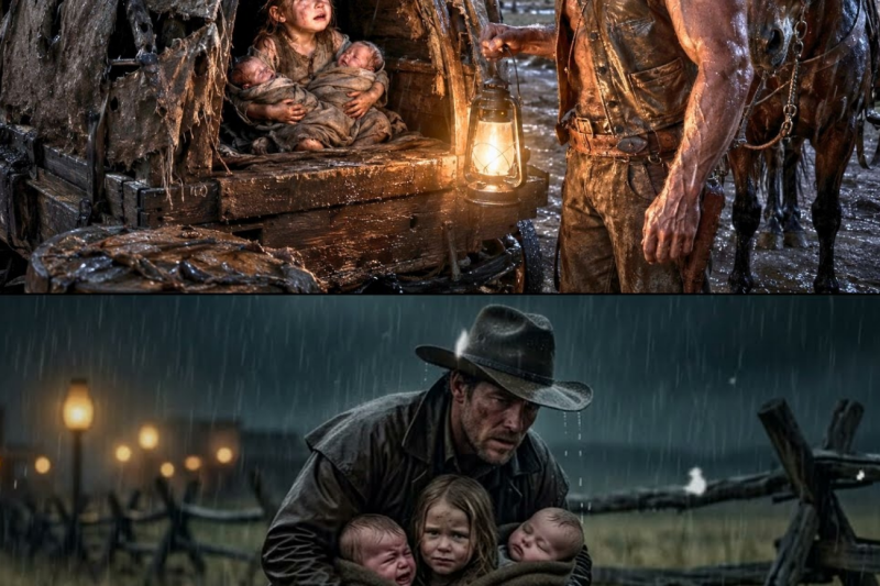 The Cowboy Opened An Abandoned Wagon—And Found She Protecting Two Infants