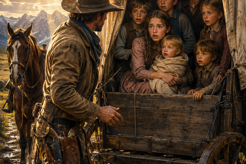 The Lonely Cowboy Opened a Sealed Wagon — Finding Seven Children Changed His Life Forever