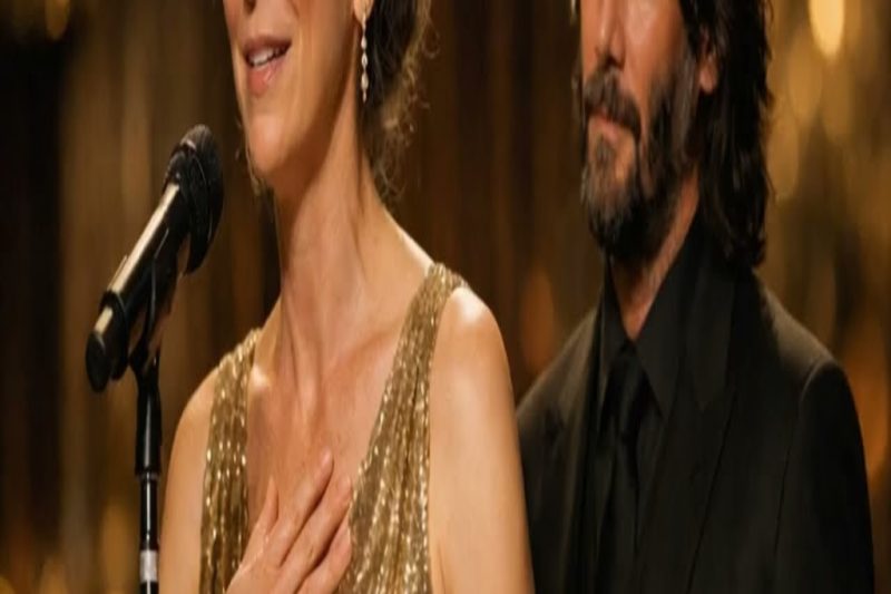 Keanu Reeves Stood Completely Still While Alexandra Grant Spoke From the Heart