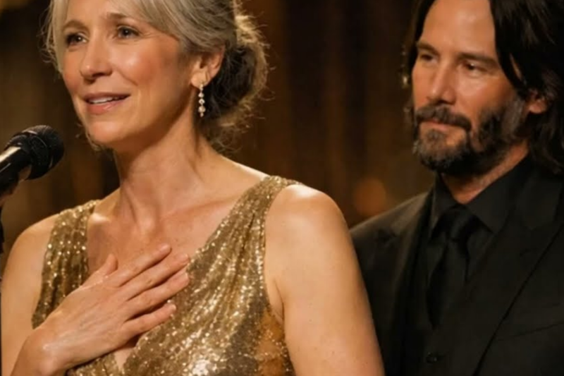 Keanu Reeves Stood Completely Still While Alexandra Grant Spoke From the Heart