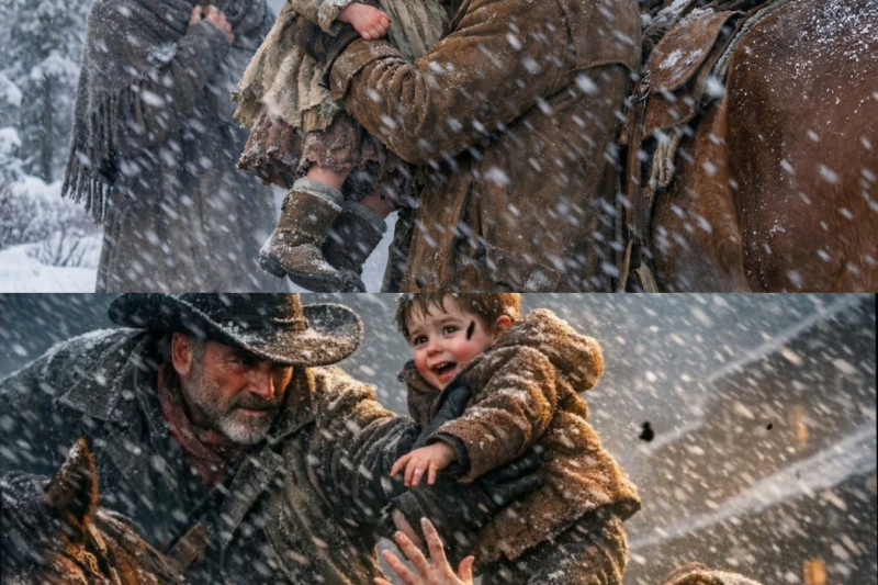 The Widow Looked Lost in the Storm — Until the Cowboy Lifted Her Children Into His Saddle