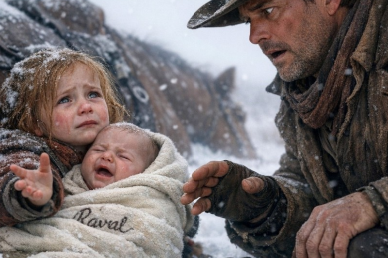 A Little Girl Held a Crying Baby in the Snow Beside a Fallen Horse — Then the Cowboy Noticed the Nam