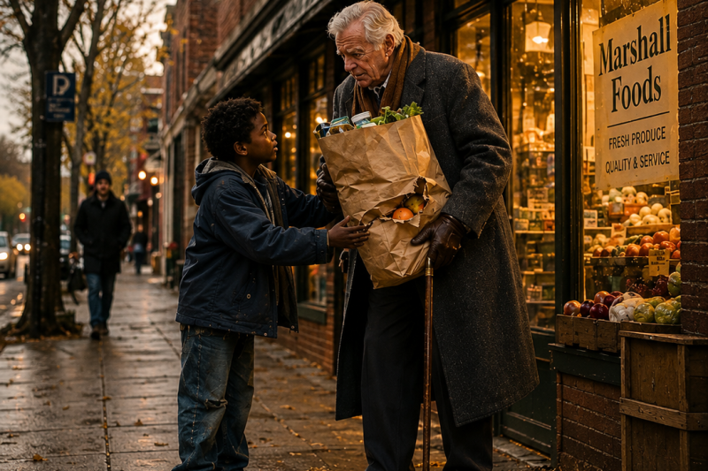 “Let Me Carry That, Sir” — Street Kid Helps Billionaire With Groceries, Unaware Who He Is