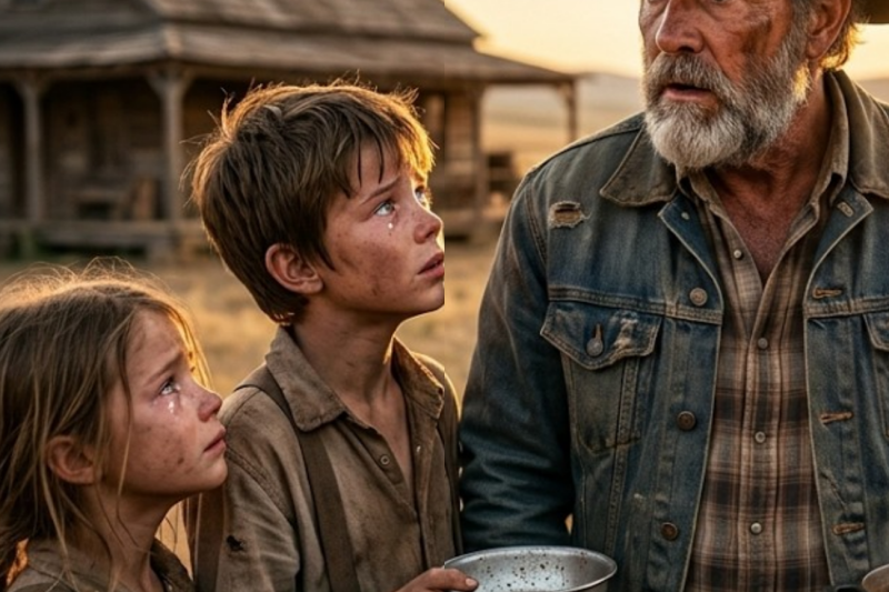Three Orphans Asked to Taste a Widowed Cowboy’s Stew… Then He Saw Something in Their Eyes