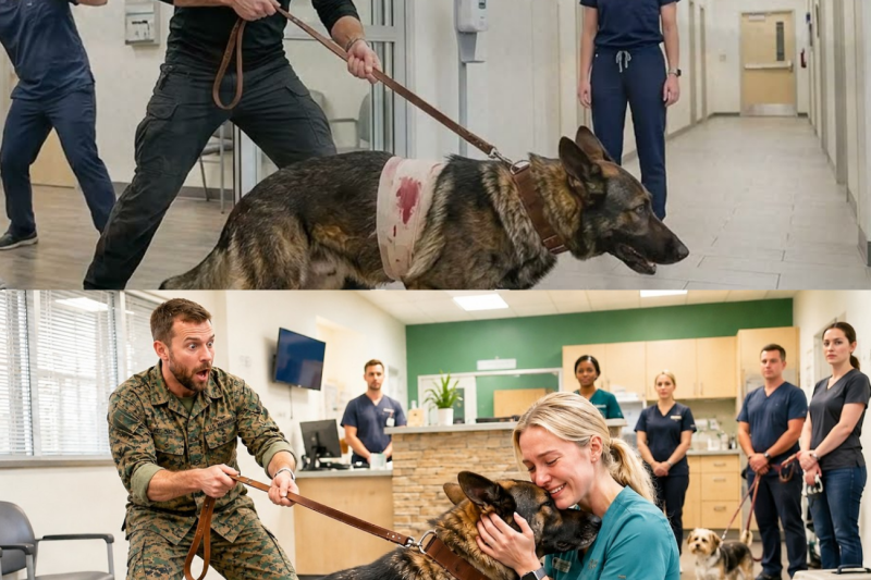 “Don’t Touch, He’ll Attack” The SEAL At The Vet Smirked—Until The Nurse Spoke And His K9 Chose Her