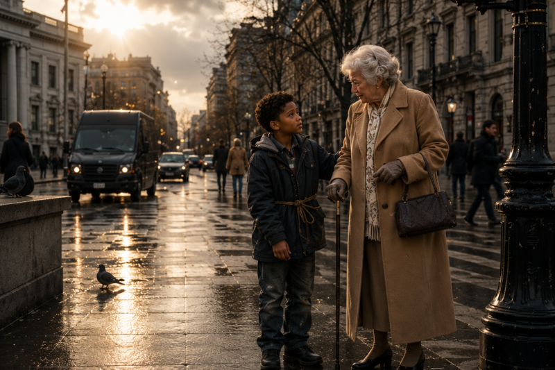 “Take My Hand, Ma’am” — Street Kid Helps Elderly Billionaire Cross The Street, Unaware Who She Is