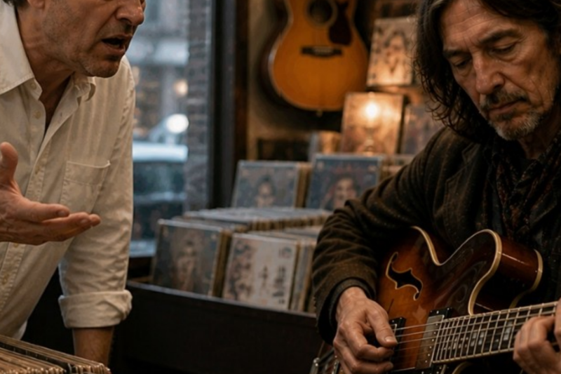 The Day a Melrose Avenue Record Shop Owner Mocked a Quiet Old Man’s Guitar Choice—Then George Harrison Played One Note