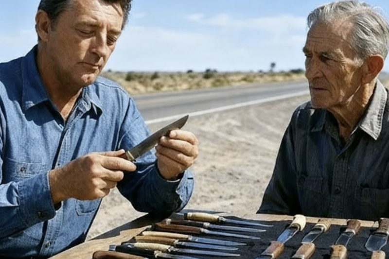 Nobody Stopped At His Roadside Knife Stand 3 Years—Until Robert Mitchum Pulled Over And Bought It