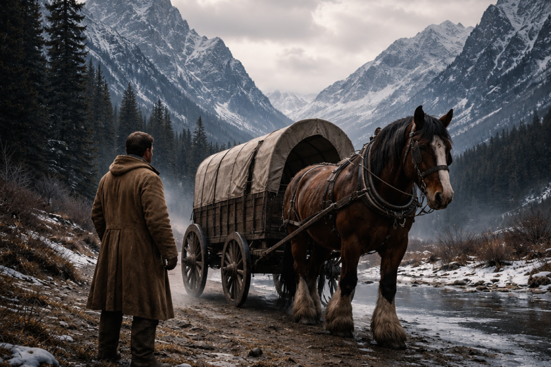 The Giant Horse Dragged the Wagon Alone… What the Rancher Discovered Inside Left Him in Tears