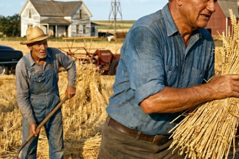 The Secret on the Fence Post: How John Wayne Silently Saved a Grieving Kansas Farmer in 1959