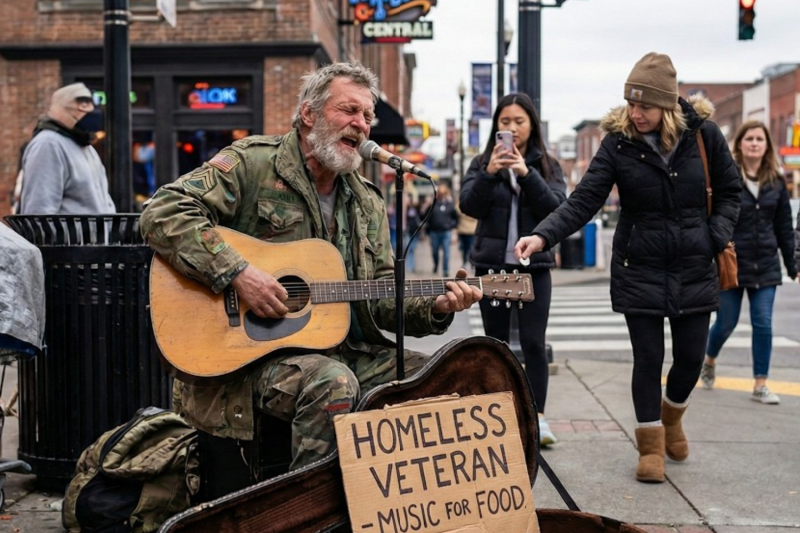 “Homeless Veteran Plays Taylor Swift Songs for Food Money — Her Secret Response Made Him SOB”