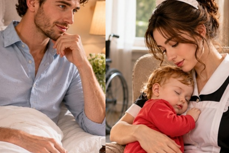 Paralyzed Millionaire Hadn’t Smiled in Years – Until He Saw His Tired Maid Asleep Beside Him!