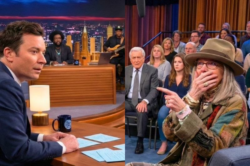 Jimmy Fallon STUNNED When Diane Keaton Suddenly Stops Interview After Spotting This Man
