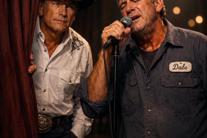 A janitor goes on stage and sings “Ocean Front Property”… unaware that George Strait was listening