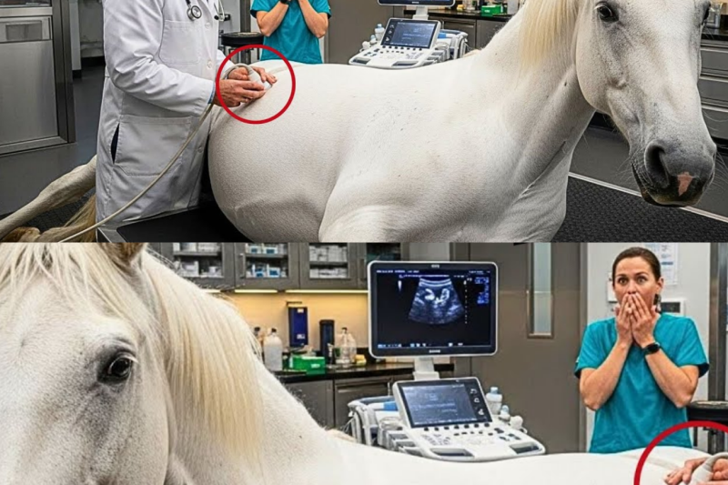 Giant Mare Is Pregnant With Twins… When The Vet Sees The Ultrasound He Can’t Believe What He Sees
