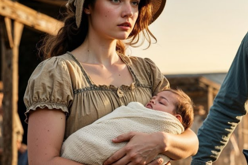 They Were Auctioning Off a Widow and Her Baby, The Cowboy Rode Up Late and Said “I’ll Take Them”