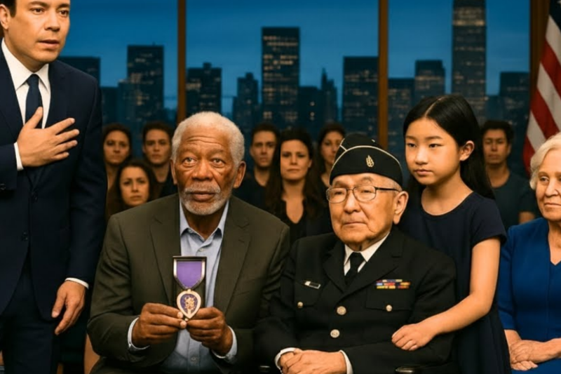 Jimmy Fallon Breaks Down as Morgan Freeman Hears a Veteran’s Hidden 53-Year Confession!