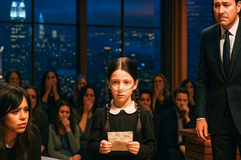 Jimmy Fallon Frozen as Jenna Ortega Meets a Little Girl Dressed as Wednesday