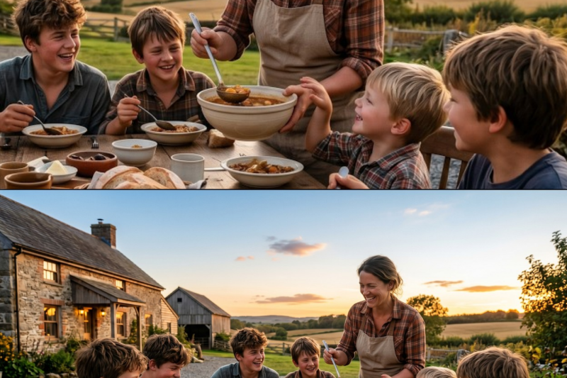 The Stranger Warned Her His 6 Sons Were Impossible — She Had All Six Eating From Her Hand by Sundown