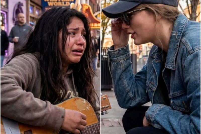 Teen girl playing Taylor’s song with broken guitar — Taylor Swift stopped walking and did THIS