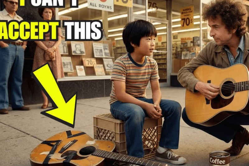 10 Year Old Playing Dylan Song with Broken Guitar—Dylan Pulled Over and Did THIS