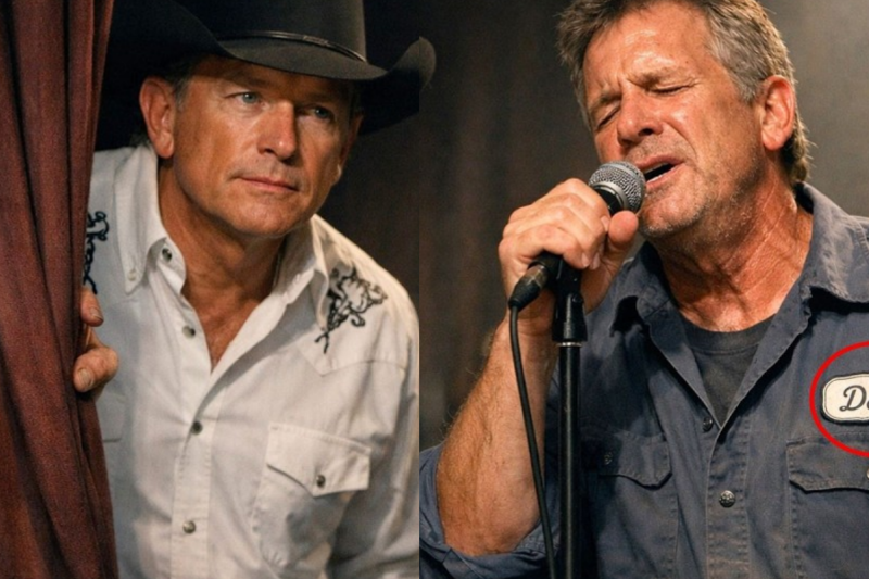 A janitor goes on stage and sings “Ocean Front Property”… unaware that George Strait was listening