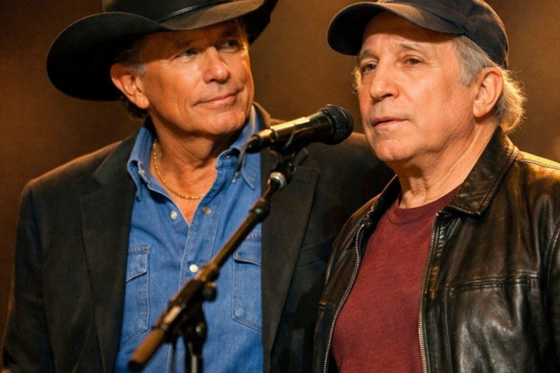 George Strait lets Paul Simon choose the next song, and the arena falls silent.