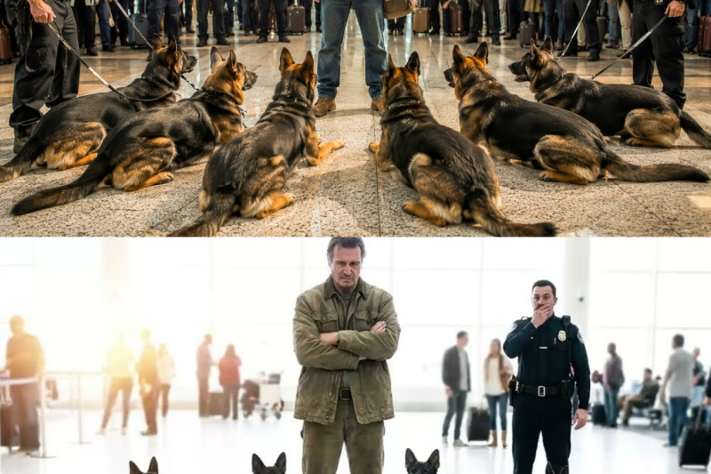 7 Military Dogs Circled the Old SEAL at the Airport — Then He Spoke One Word and They All Dropped