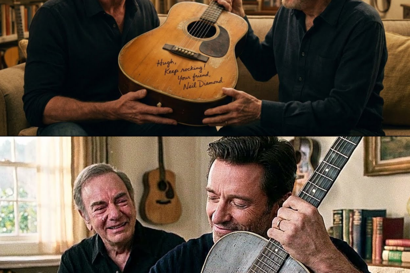 Neil Diamond sends a special gift to Hugh Jackman, star of Song Sung Blue