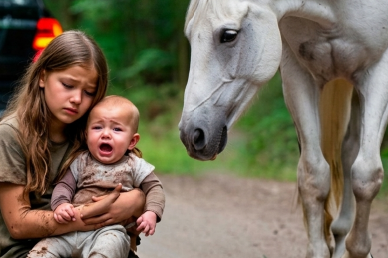 The Guardian in the Shadows: How a Millionaire’s Cruel Abandonment of His Teenage Daughter and Newborn Baby Unlocked a Miraculous Rescue by a Majestic White Horse