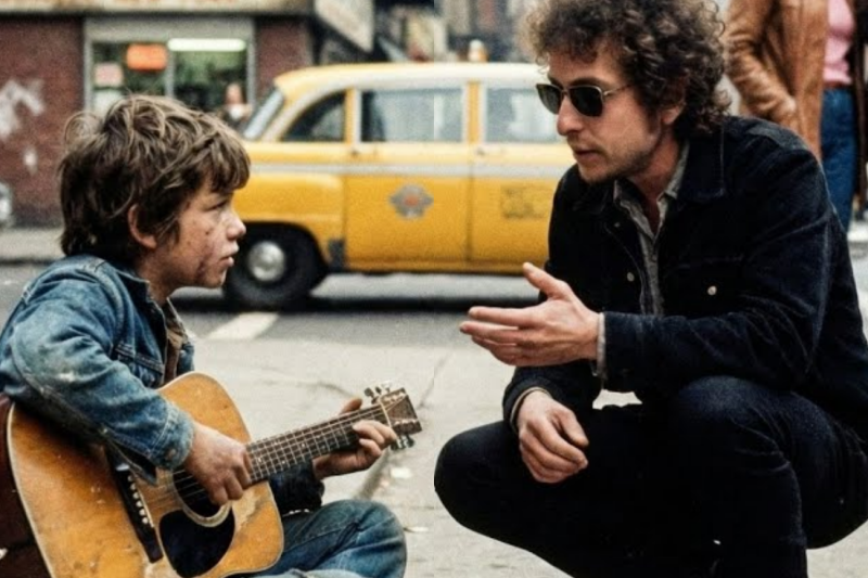 Street Kid Playing Dylan’s Song with Broken Guitar—Dylan Stopped Walking and Did THIS