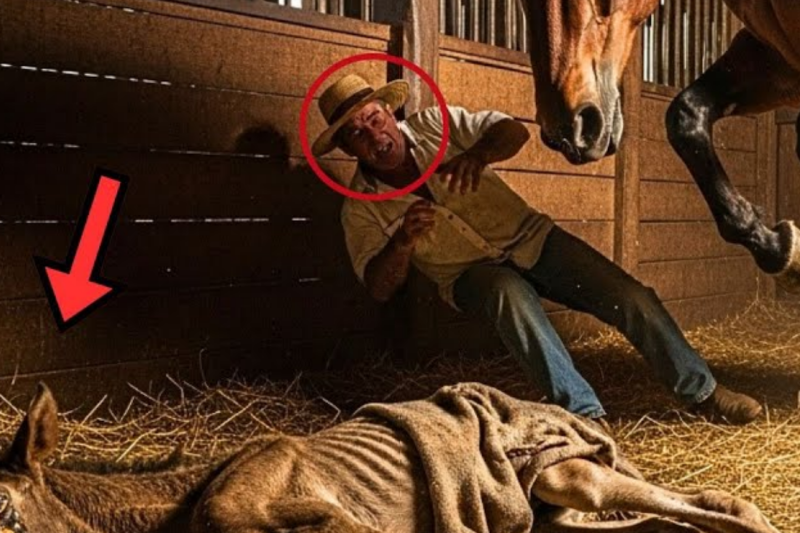 Farmer Tries To Separate Giant Mare From Sick Foal… Her Reaction Almost Kills Him
