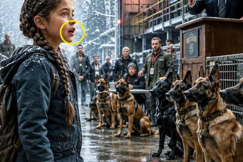 SEAL’s Daughter Walked Into a Retired K9 Auction Alone — The Dogs FROZE When She Spoke