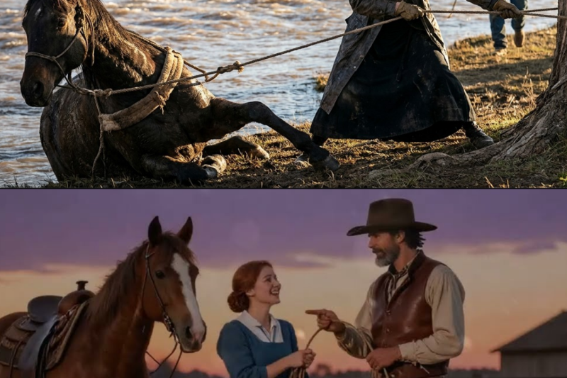 The Rancher Lost His Best Mare to the River — A Widow Pulled Her Out Before Supper