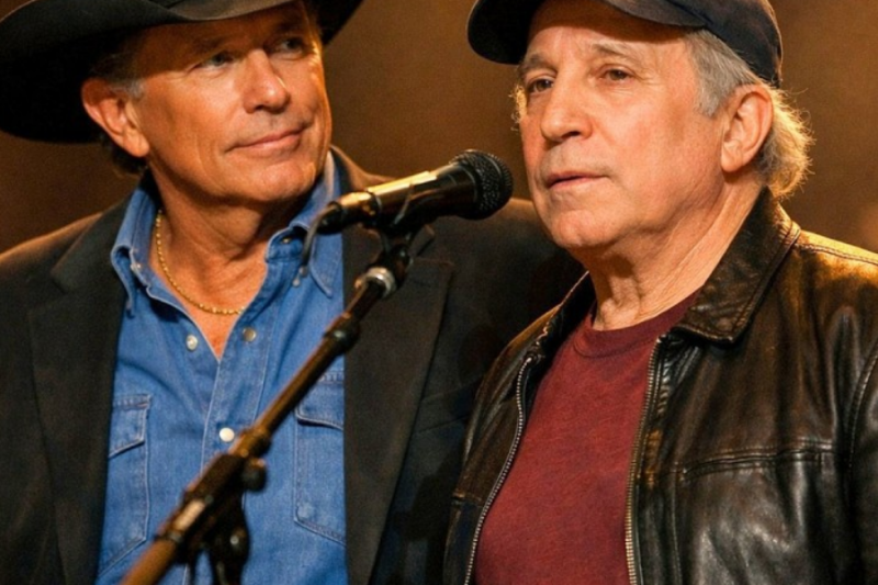George Strait lets Paul Simon choose the next song, and the arena falls silent.