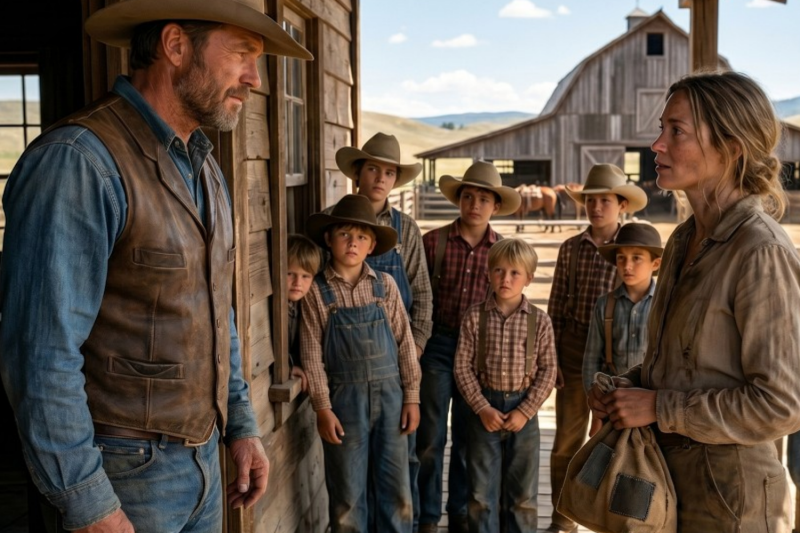 She Had Nothing Left — Until a Gruff Rancher With Eight Sons Opened His Door and Said Come Inside