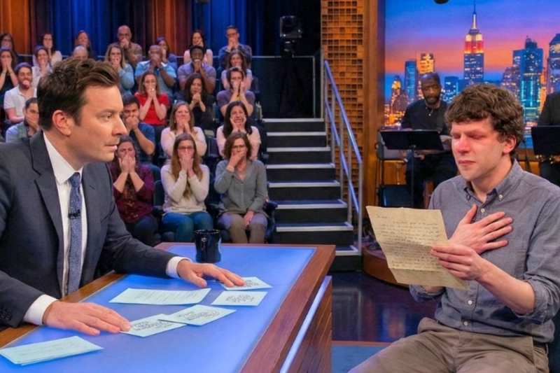 Jimmy Fallon SPEECHLESS When Jesse Eisenberg Suddenly Falls Silent After Reading This Letter