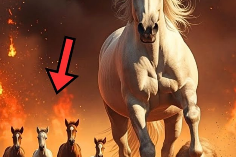 Giant Mare And Her 4 Foals Escape Forest Fire… The Way She Saves Them Is Heroic