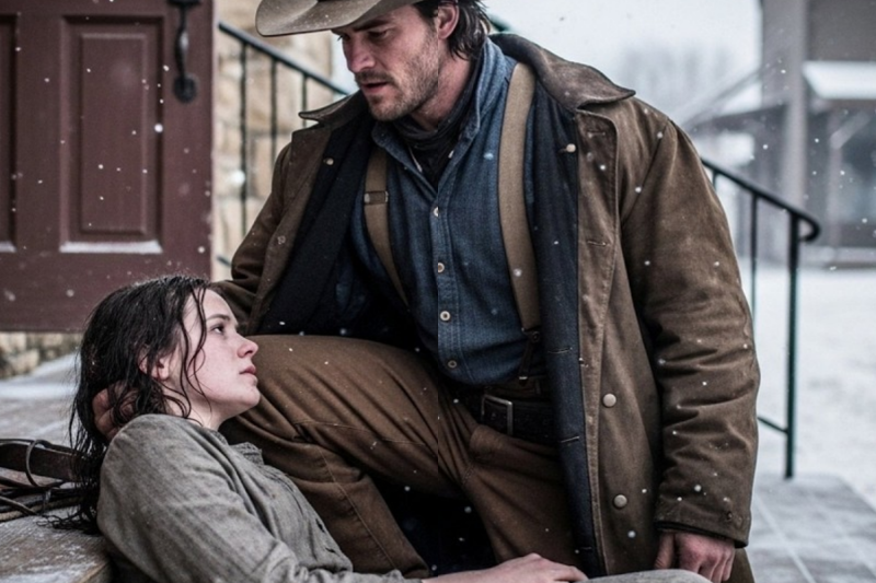 The Town Left Her Freezing on the Church Steps, Until a Quiet Cowboy Opened His Ranch Door