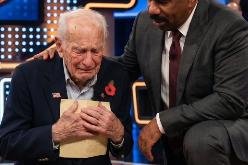 Steve Harvey Walks Off Stage After 95-Year-Old Veteran Reveals His Late Wife’s Heartbreaking Final Wish
