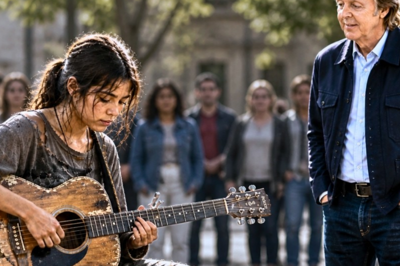 Poor Teen Girl Played The Beatles’ Most Famous Song on Broken Guitar — Paul McCartney Froze!
