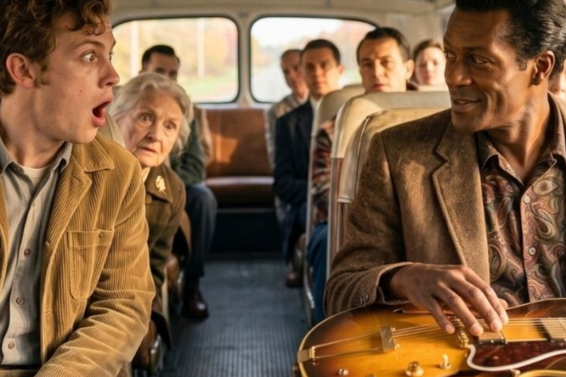 Chuck Berry Pulls Out His Guitar on the Bus -10 MINUTES LATER, WHAT HAPPENS ON THE BUS IS INCREDIBLE