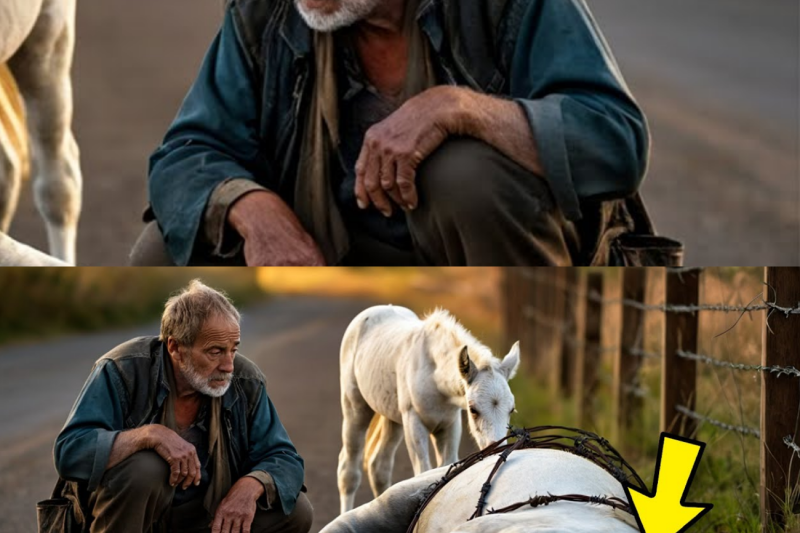 RICH MAN ABANDONS his HORSE caught in the BARBED WIRE FENCE, but the BEGGAR does something…
