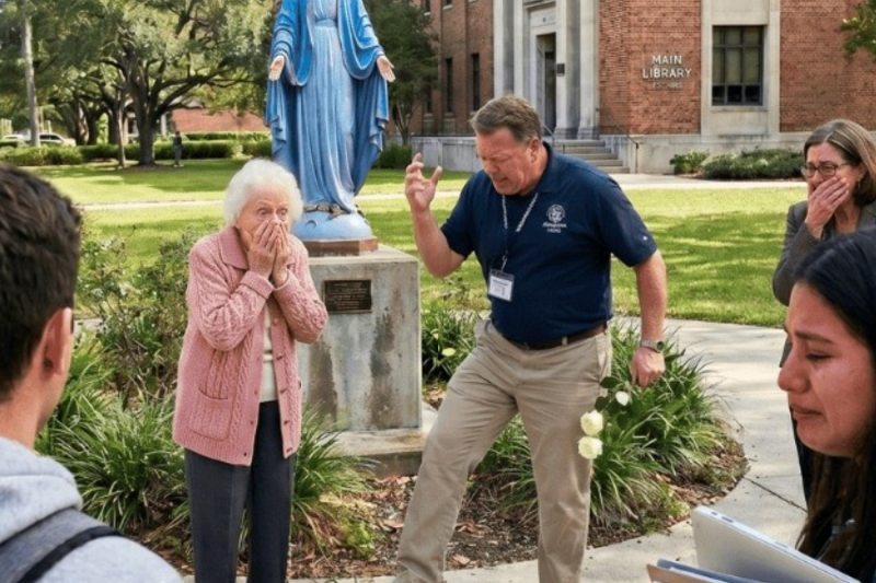 The Custodian Who Destroyed a Grandmother’s Flowers at the Virgin Mary Statue—and the Unbelievable Miracle That Transformed His Life Forever